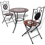Vidaxl set de bistro mosa�qu� table et 2 chaises terre cuite / blanc de jardin 271773