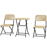 Outsunny - ensemble salon de jardin - rsine tresse imitation rotin - 60x60x70cm - jaune