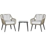 Ensemble salon de jardin bistro - outsunny - 2 personnes 3 pi�ces 2 chaises + table basse carr�e - r�sine ...