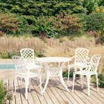 Ensemble de bistro - vidaxl - aluminium coul� - 4 chaises et 1 table - r�sistant aux intemp�ries - blanc ...