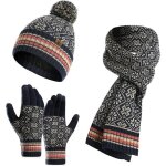 Ensemble bonnet echarpe gant 3 en 1hiver chaud doubl en polairetricots gants skichaud charpe et chapeau ...