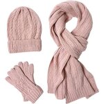 Ensemble bonnet charpe gants - zgeer - rose - doux et chaud - anti - froid - mixte
