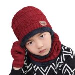 Ensemble bonnet tricoté Écharpe gants chaud pour enfant - rouge Ensemble bonnet tricoté Écharpe gants chaud pour enfant - rouge