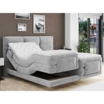 Ensemble complet boxspring tte de lit capitonne + sommiers relaxation lectrique + matelas + surmatelas ...