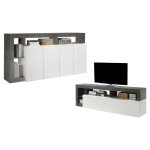 Ensemble buffet et meuble tv - blanc laqu� et b�ton - s�jour contemporain sefro