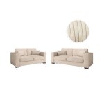 Ensemble canaps 2 places et 3 places belami en velours ctel - beige