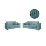 Ensemble canaps 2 places et 3 places belami en velours ctel - bleu clair
