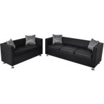 Ensemble canapé 3 et 2 places en cuir artificiel noir - vidaxl - réversible - 5 places - contemporain ... Ensemble canapé 3 et 2 places en cuir artificiel noir - vidaxl - réversible - 5 places - contemporain ...