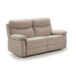 Ensemble canap� 3 places relax manuel + canap� de 2 places fixe en tissu couleur cr�me