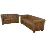 Ensemble de canap chesterfield - salutuya - bd16612 - 2 et 3 places - cuir artificiel - marron