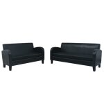 Ensemble de canaps - omabeta - m9682 - cuir synthtique - 2 / 3 places - noir