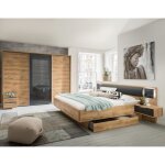 Ensemble chambre adulte complte imitation chne poutre - 180 x 200 cm