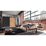 Ensemble chambre adulte compl�te imitation chene poutre rechampis raw steel - 160 x 200 cm