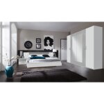 Ensemble chambre adulte mona (lit 140 x 200cm + 2 chevets + armoire) coloris blanc - gris clair