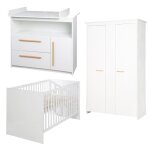 Ensemble de chambre bb roba lilo - lit volutif 70x140 cm commode  langer et armoire 2 portes - blanc ...