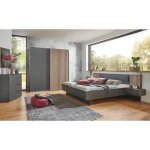 Ensemble de chambre � coucher (armoire + commode + lit adulte 160 x 200 ) coloris graphite imitation ...