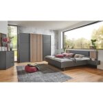 Ensemble de chambre à coucher armoire + commode + lit adulte 180 x 200) coloris graphite imitation chêne ... Ensemble de chambre à coucher armoire + commode + lit adulte 180 x 200) coloris graphite imitation chêne ...