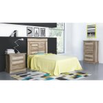Ensemble chambre à coucher enfant tête de lit + table de chevet + chiffonnier coloris chêne vieilli Ensemble chambre à coucher enfant tête de lit + table de chevet + chiffonnier coloris chêne vieilli