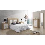 Ensemble chambre  coucher tte de lit + 2 tables chevets + chiffonnier + miroir mural coloris chne ...
