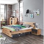 Ensemble chambre enfant - ado imitation chene poutre rechampis graphite - 90 x 200 cm