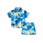 Ensemble chemise hawaïenne manches courtes et short plage taille elastique vetement ete 2 pieces pour ... Ensemble chemise hawaïenne manches courtes et short plage taille elastique vetement ete 2 pieces pour ...