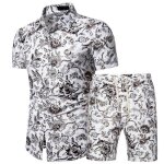 Ensemble chemise et short pour homme chemise de plage imprim� manches courtes short taille elastique ...