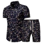 Ensemble chemise et short pour homme chemise de plage imprim manches courtes short taille elastique ...