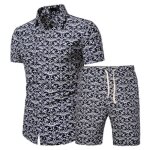 Ensemble chemise et short pour homme chemise de plage imprim� manches courtes short taille elastique ...