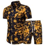 Ensemble chemise et short pour homme chemise de plage imprim� manches courtes short taille elastique ...