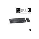 Ensemble clavier et souris - logitech - pebble 2 combo - sans fil - azerty - graphite