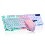 Ensemble de clavier et souris mécanique filaire de jeu pour ordinateur de bureau lumineux led usb blanc ... Ensemble de clavier et souris mécanique filaire de jeu pour ordinateur de bureau lumineux led usb blanc ...