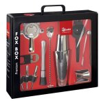 Ensemble cocktail - fox box - 12 pi�ces - coffret cadeau premium - acier inoxydable - noir