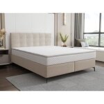 Ensemble complet boxspring tte de lit capitonne + sommier + matelas + surmatelas - 180 x 200 cm - tissu ...