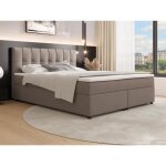 Ensemble complet boxspring tte de lit capitonne + sommiers + matelas + surmatelas - 180 x 200 cm - ...