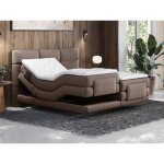 Ensemble complet boxspring t�te de lit capitonn�e + sommiers relaxation �lectrique + matelas + surmatelas ...