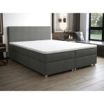 Ensemble complet boxspring tte de lit + sommier + matelas + surmatelas - 140 x 200 cm - tissu - anthracite ...