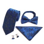 Ensemble de cravate et accessoires - insfity - bleu royal - homme - soie polyester