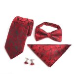 Ensemble de cravate et accessoires - insfity - rouge - homme - soie polyester