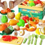 Ensemble cuisine enfant 43 pices accessoires alimentaires / fruits / lgumes  dcouper avec panier ...