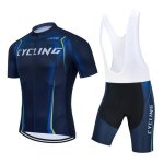 Ensemble cyclisme homme - maillot manche courte + cuissard court gel 3d - multicolor bleu respirant