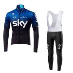 Ensemble cyclisme homme maillot vtt + pantalon rembourr 3d gel - bleu - manches longues - respirant
