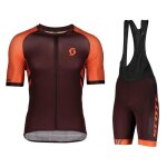 Ensemble de cyclisme homme manches courtes + cuissard � cycliste v�lo gel - marque - orange - vtt - respirant ...