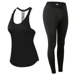 Ensemble dbardeur et collant legging fitness femme - stretch - fit - noir