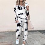 Ensemble de deux pices pour femmes - os - casual tie - dye pantalon  manches longues survtement noir ...