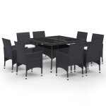 Vidaxl ensemble  dner de jardin 9 pcs mobilier de salle  manger dextrieur meubles de patio terrasse ...