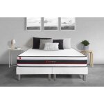Ensemble double sommier 90x200 + matelas form 180x200 - somness - trs ferme - blanc