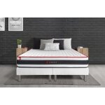 Ensemble double sommier + matelas energy ressorts ensachs et mmoire de forme 160x200 160 x 200 cm blanc ...