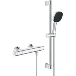 Ensemble de douche avec mitigeur thermostatique pommeau 3 jets barre 60cm et flexible - grohe 34237003 ...