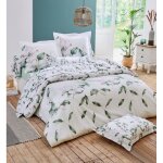 Ensemble drap plat et 2 taies magnolia sauge - blanc - 280 x 325 cm