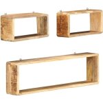 Ensemble dtagre cube 3 pcs bois solide de manguier
